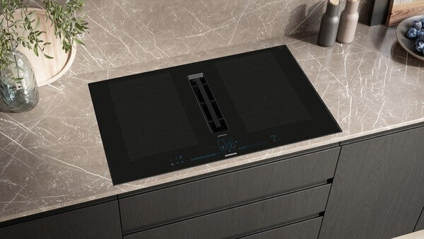 Siemens EX877NX68E Serie iQ700 induction hob with extractor hood, 80 cm, black Siemens EX877NX68E Serie iQ700 induction hob with extractor hood, 80 cm, black